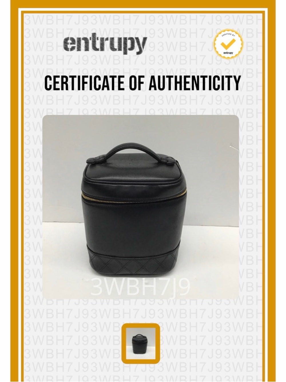 Vintage CHANEL Lambskin CC Logo Vanity Cosmetic Bag Handbag Black Gold with Card - Picture 9 of 16